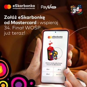 Wspieraj 34. Finał WOŚP! Załóż eSkarbonkę od Mastercard, wirtualną puszkę do bez...