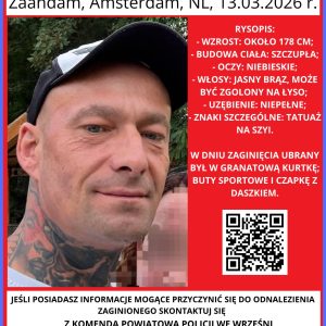Zaginął 
Przemysław Maćkowiak, lat 43
#niderlandy #zaandam #policjaZgierz #polic...