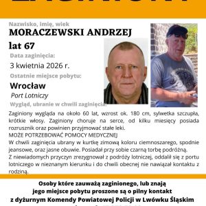ZAGROŻENIE ŻYCIA I ZDROWIA

Zaginął 
Andrzej Moraczewski, lat 67
#dolnośląskie #...