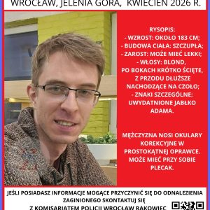 Zaginął 
Jędrzej Ganabisiński, lat 28
#dolnośląskie #wrocław #jeleniaGóra #polic...