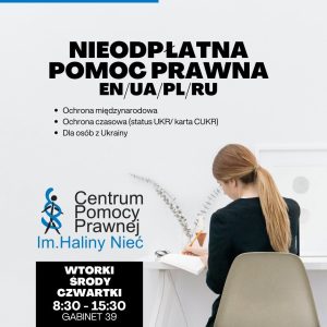Halo Poznań! Z ogromną radością informujemy, że nasza nieodpłatna pomoc prawna dla osób z Ukrainy je...